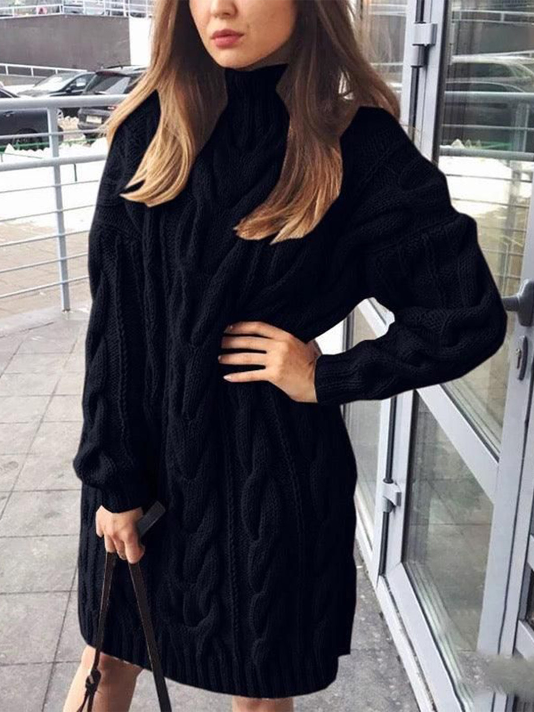 Miss Mosa By Akanksha  Women Black Sertha Luxury Woolen Dress