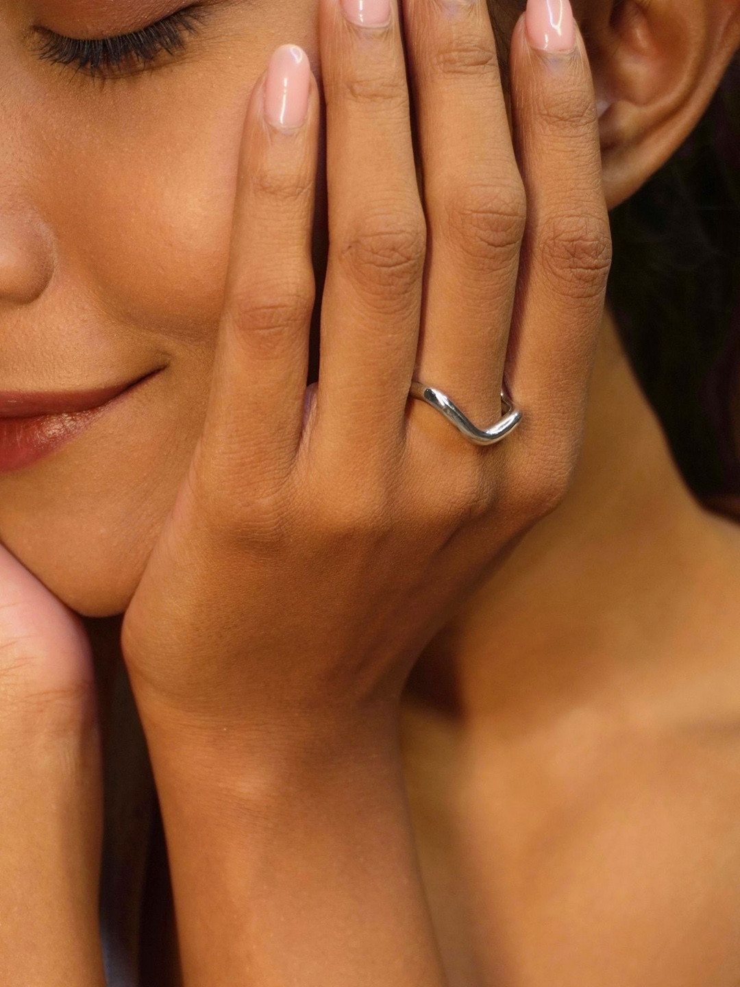 House of Pehr Silver Plated Intricate Ripple Finger Ring