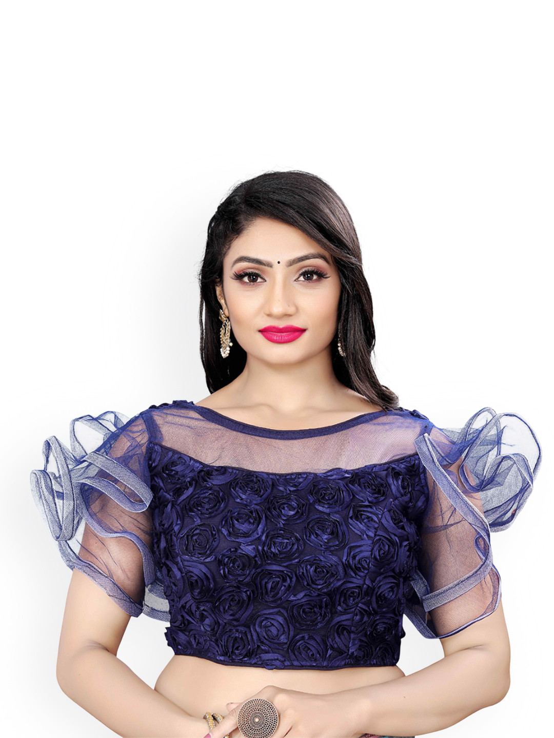 HERE&NOW Women Embroidered  Flir Saree Blouse