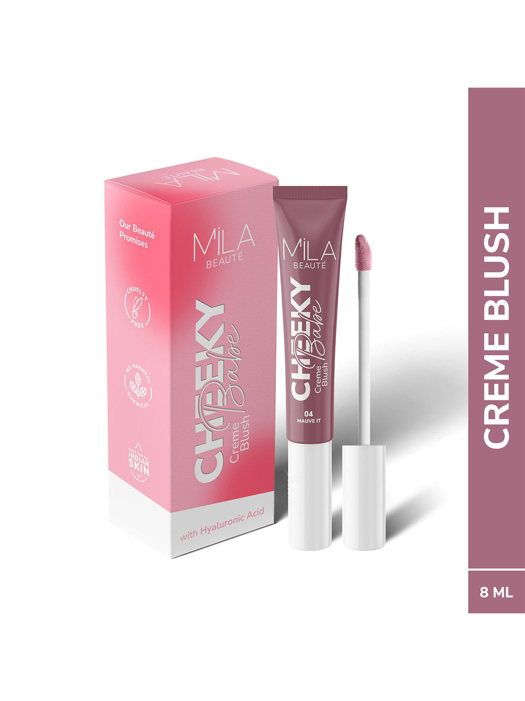 MILA BEAUTE Cheeky Babe Long Lasting Blush With Hyaluronic Acid - 8 ml - Mauve It - 04