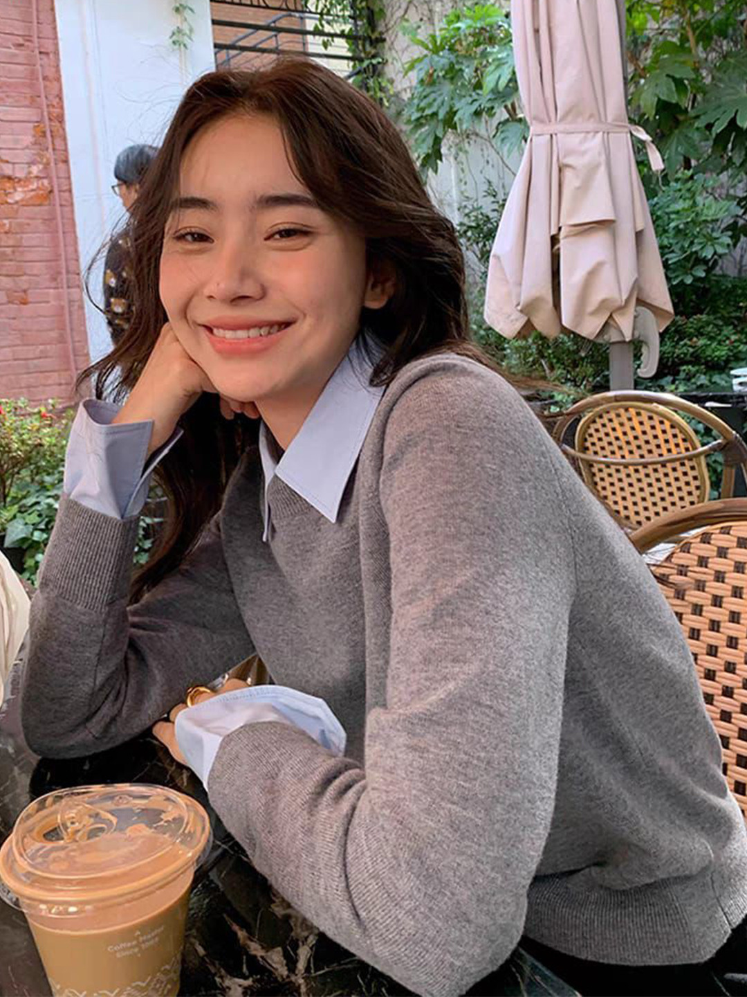 Miss Mosa By Akanksha  Women Grey Blair Statement Tops With Attached Sweater