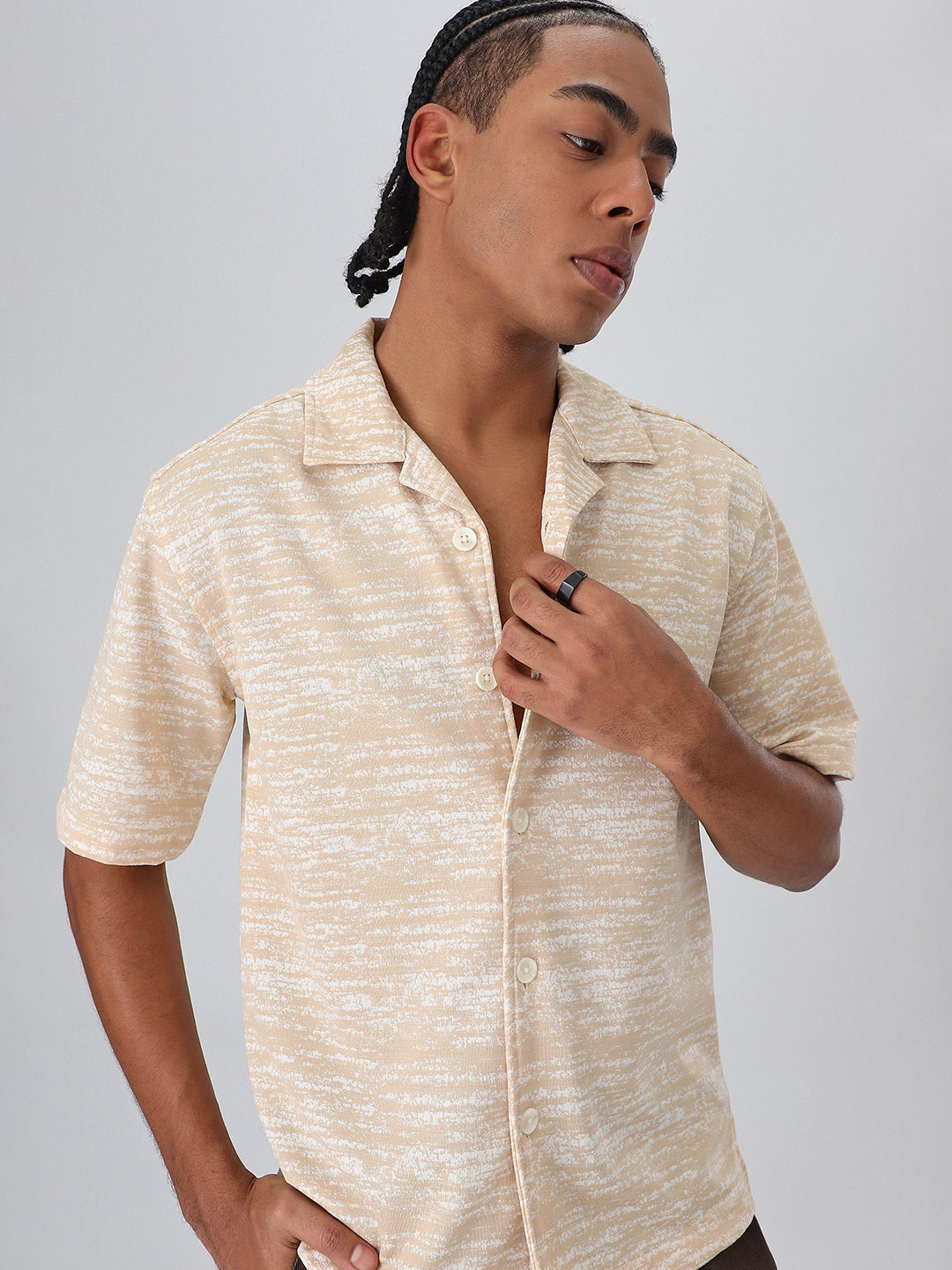 Banana Club Men Classic Knitted Half Sleeves Shirt
