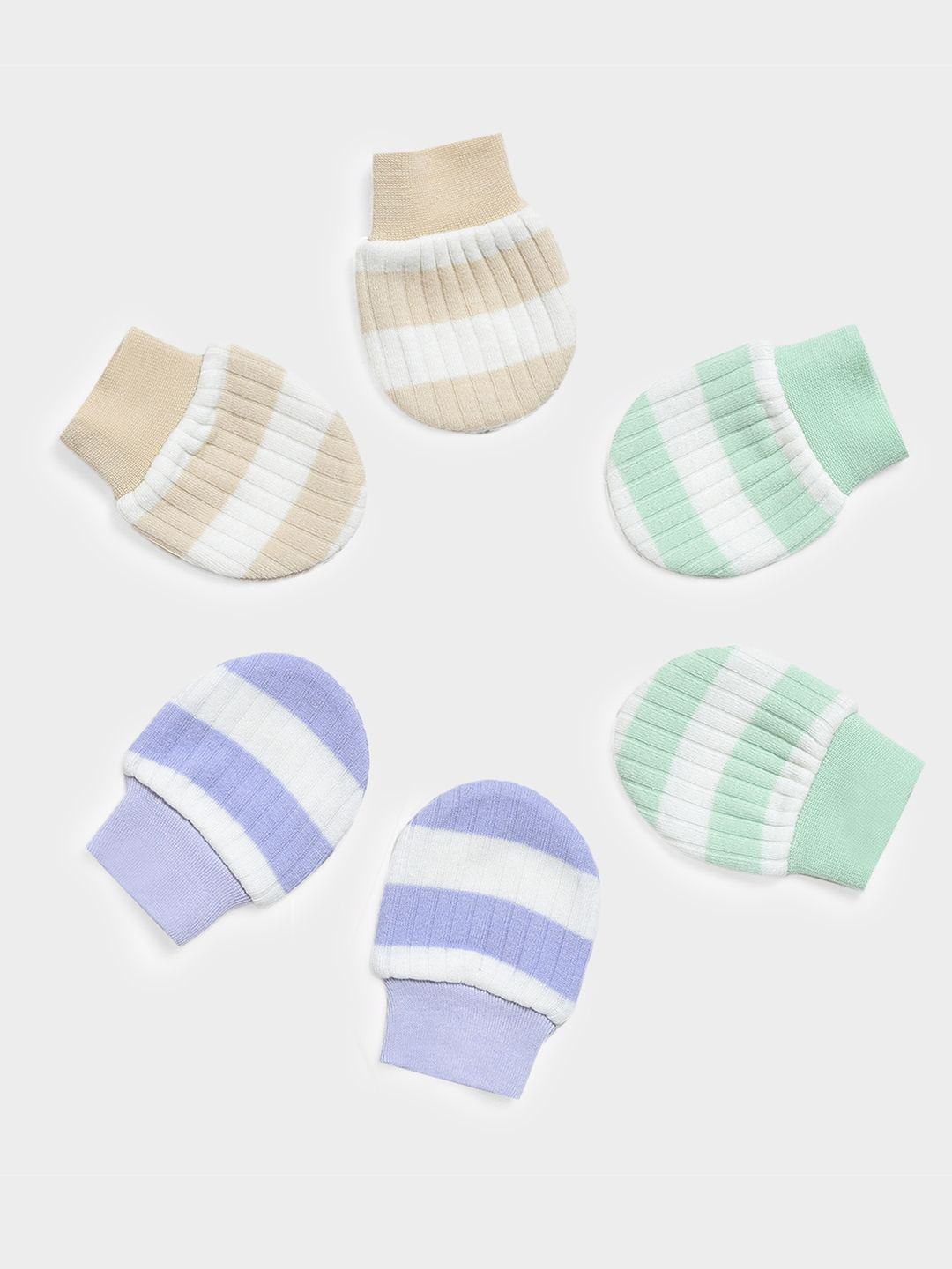 MiArcus Infants Kids Pack Of 3 Striped Mittens