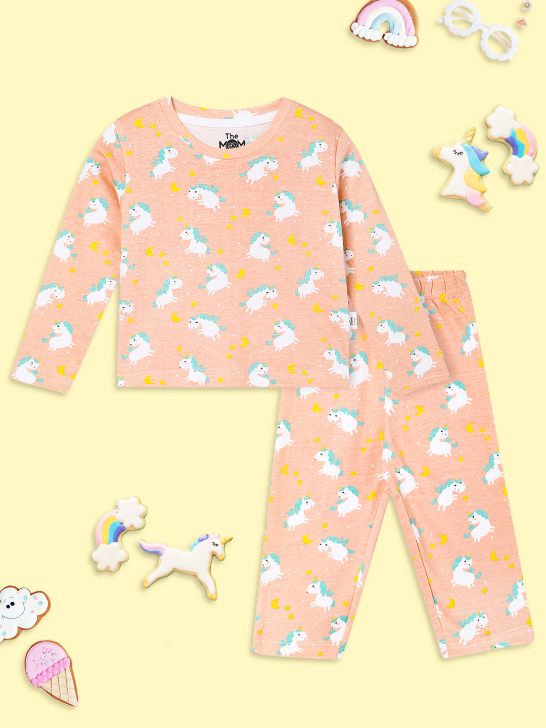The Mom Store Kids Dreamy Unicorn Printed Pure Cotton Night suit