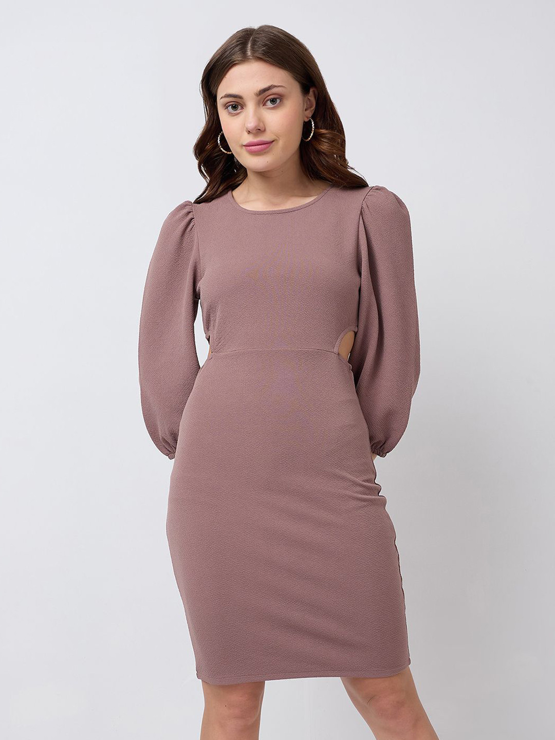 SZN Mauve Solid Bodycon Dress with Belt