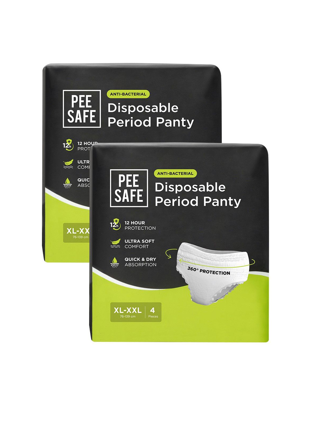 PEESAFE Set Of 2 Disposable Leak Proof Period Panty XL-XXL - 4 Pads Each