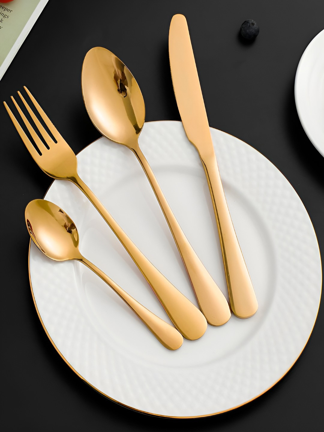 HOKIPO Gold-Toned 24 Pieces Stainless Steel Cutlery Set With Luxury Gift box