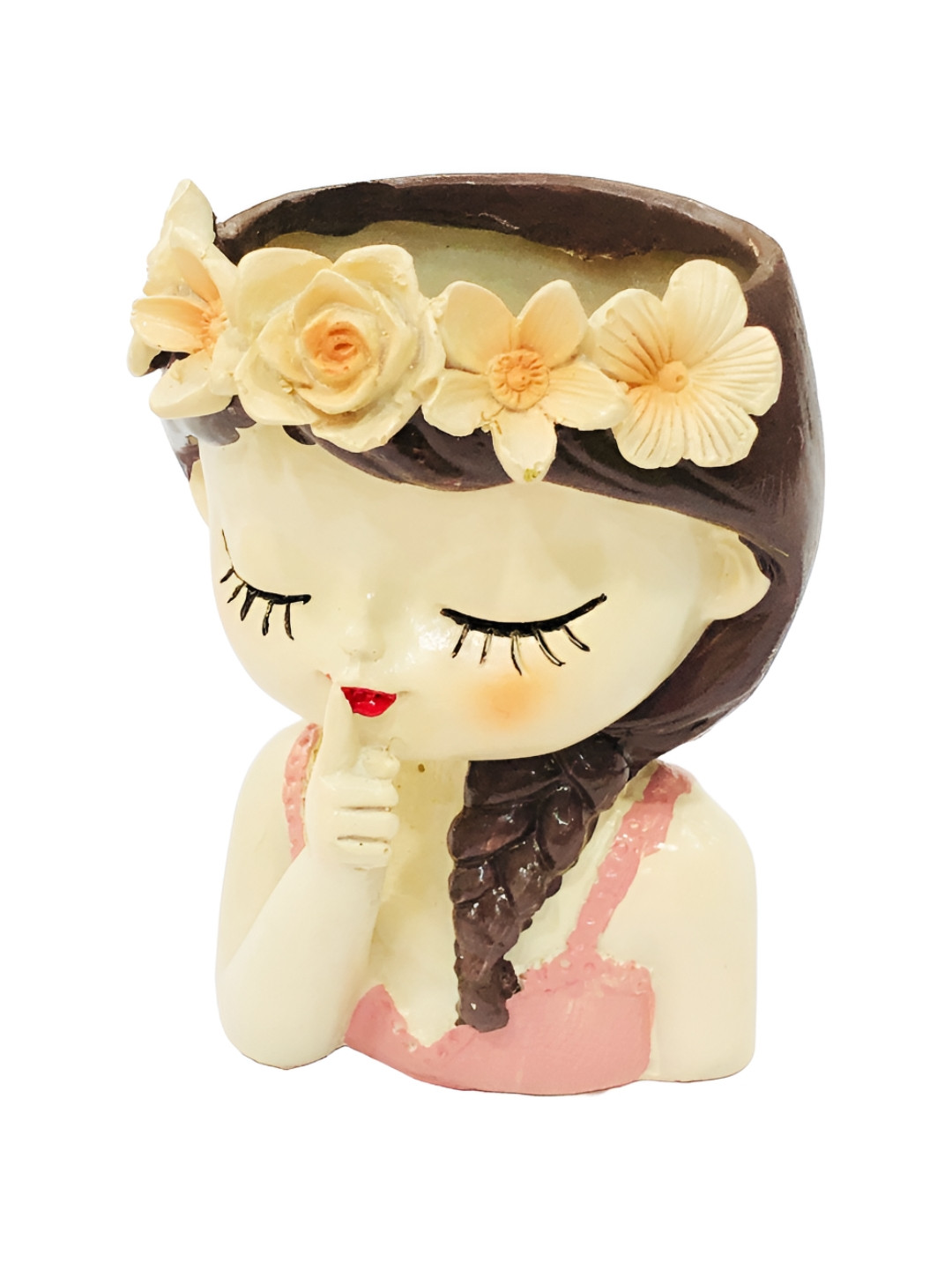 ShopMeFast Pink & Cream Colored Girl Succulent Planter