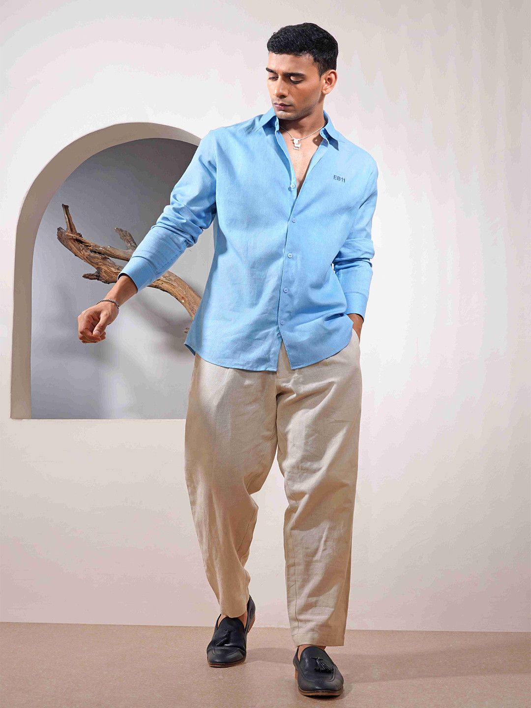 Eleven Brothers Blue Lagoon Casual Linen Shirt