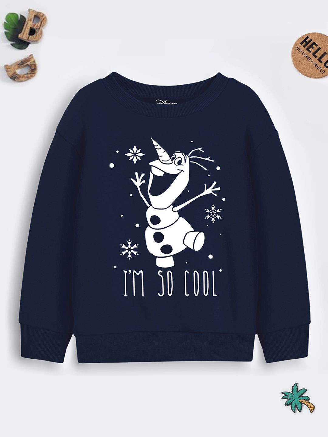 Disney By Miss and Chief Girls Olaf Printed Pullover Cotton Sweatshirt