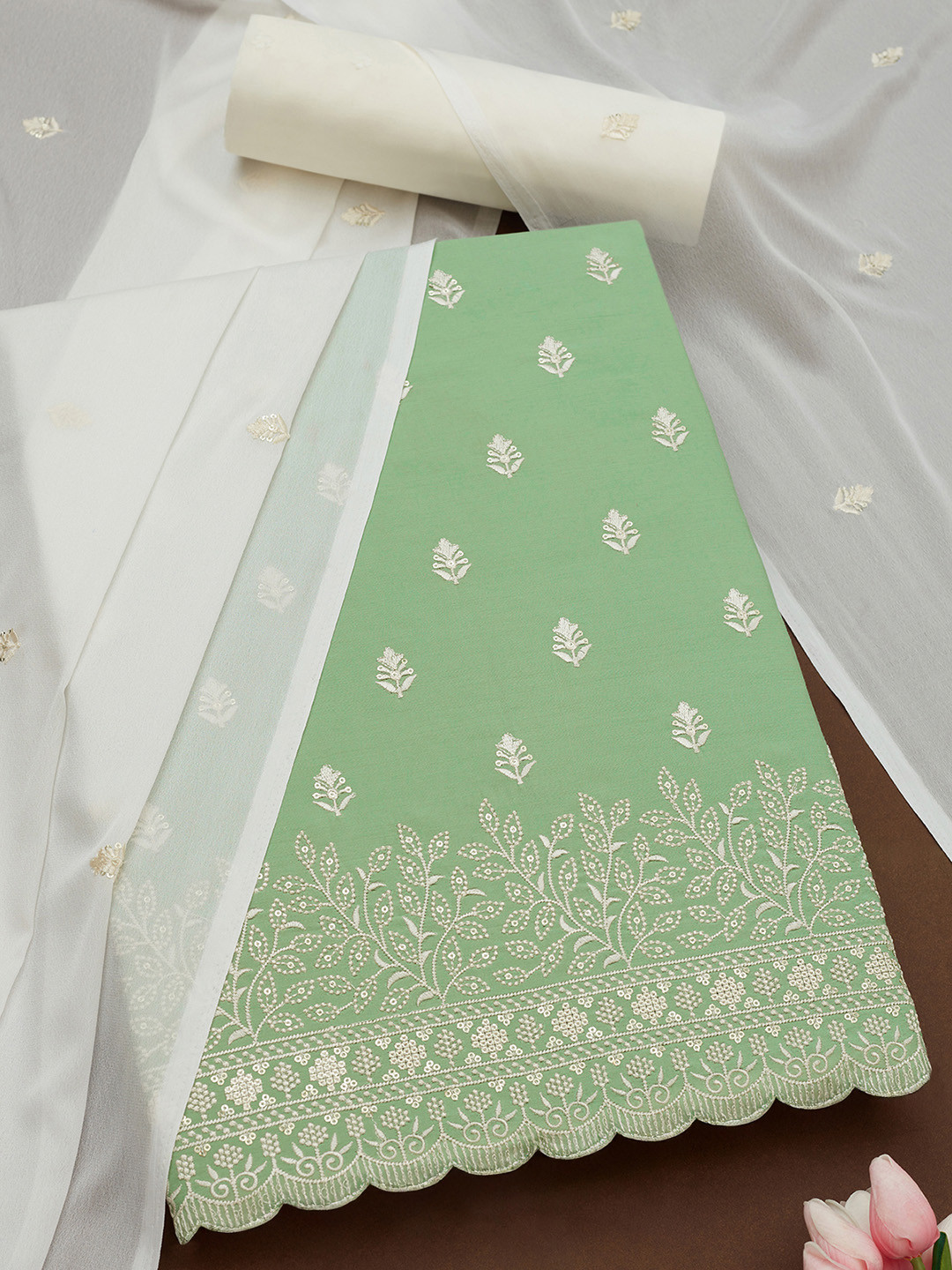 Soch Floral Embroidered Sequinned Modal Silk Unstitched Dress Material