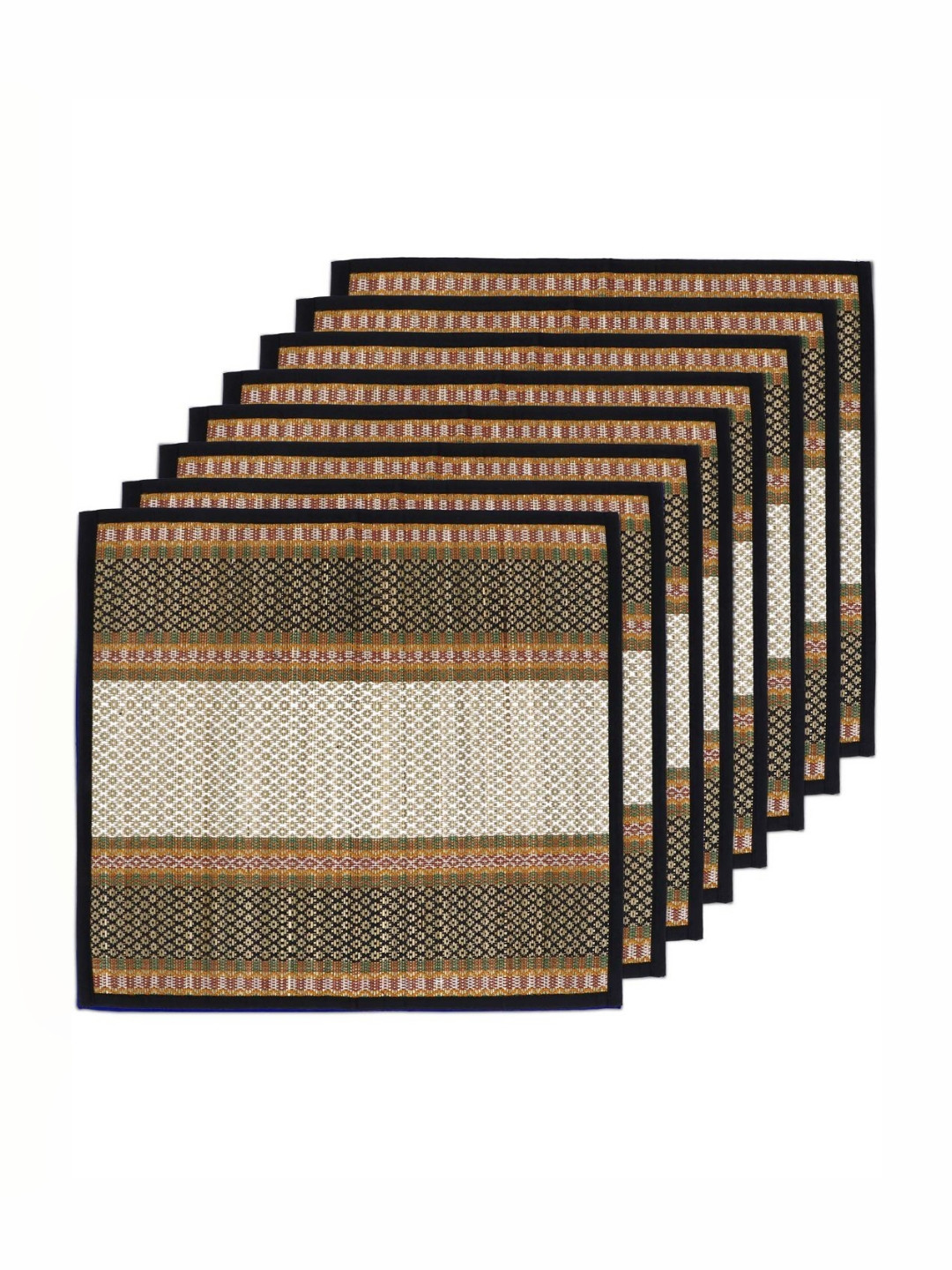 HOKIPO Set of 8 Black & White River Grass Patterned Floor Mats