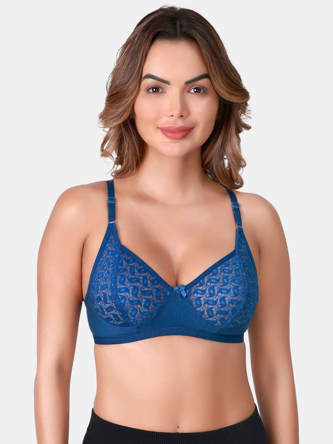 SKDREAMS Women Net Non Padded Non-Wired Full Coverage Cotton Bra