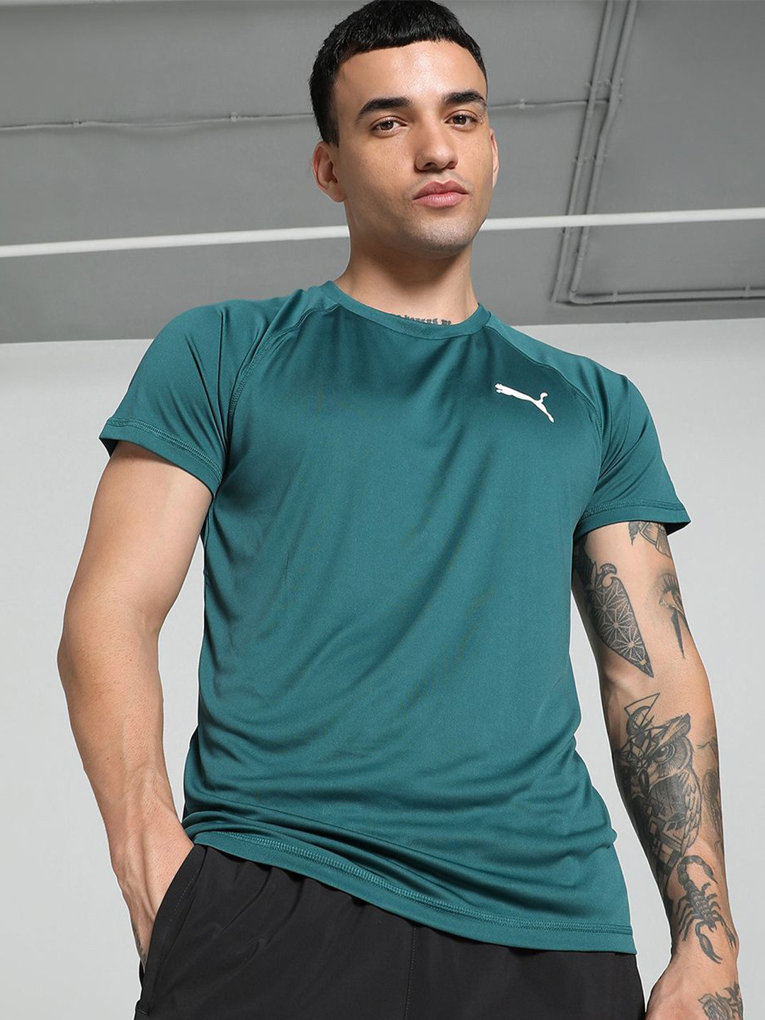 Puma RTG Men Brand Logo Printed Slim Fit Short Sleeve T-Shirt