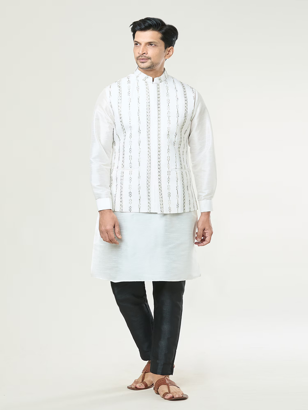 RNG Safawala Mandarin Collar Kurta With Trouser And Jacket