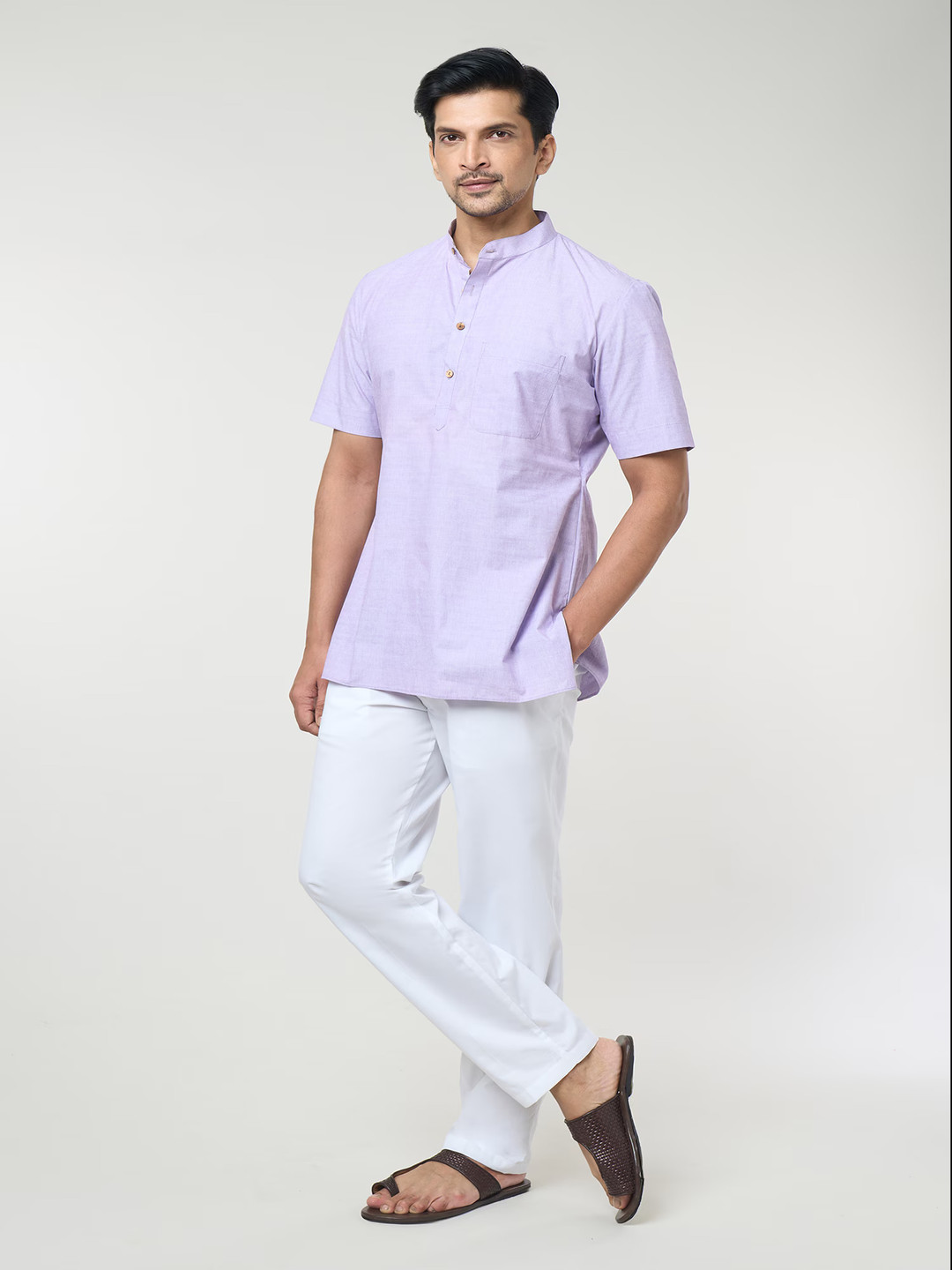 RNG Safawala Mandarin Collar Pure Cotton Tunic With Trousers