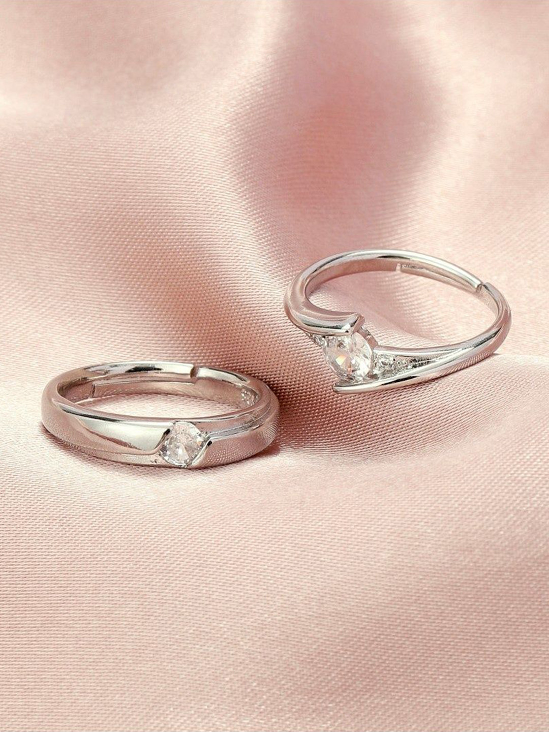 SALTY Set Of 2 Crystal Bliss Delicate Ring For Girlfriend & Boyfriend