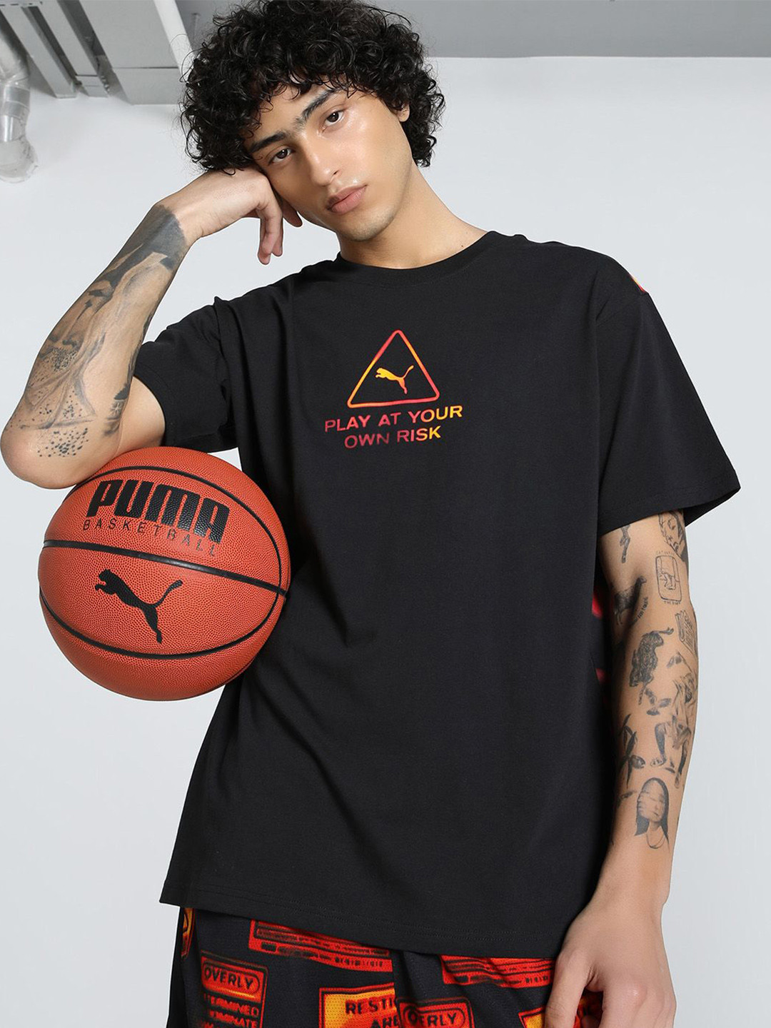 Puma Scoot Caution Men Printed Pure Cotton Basketball T-Shirt