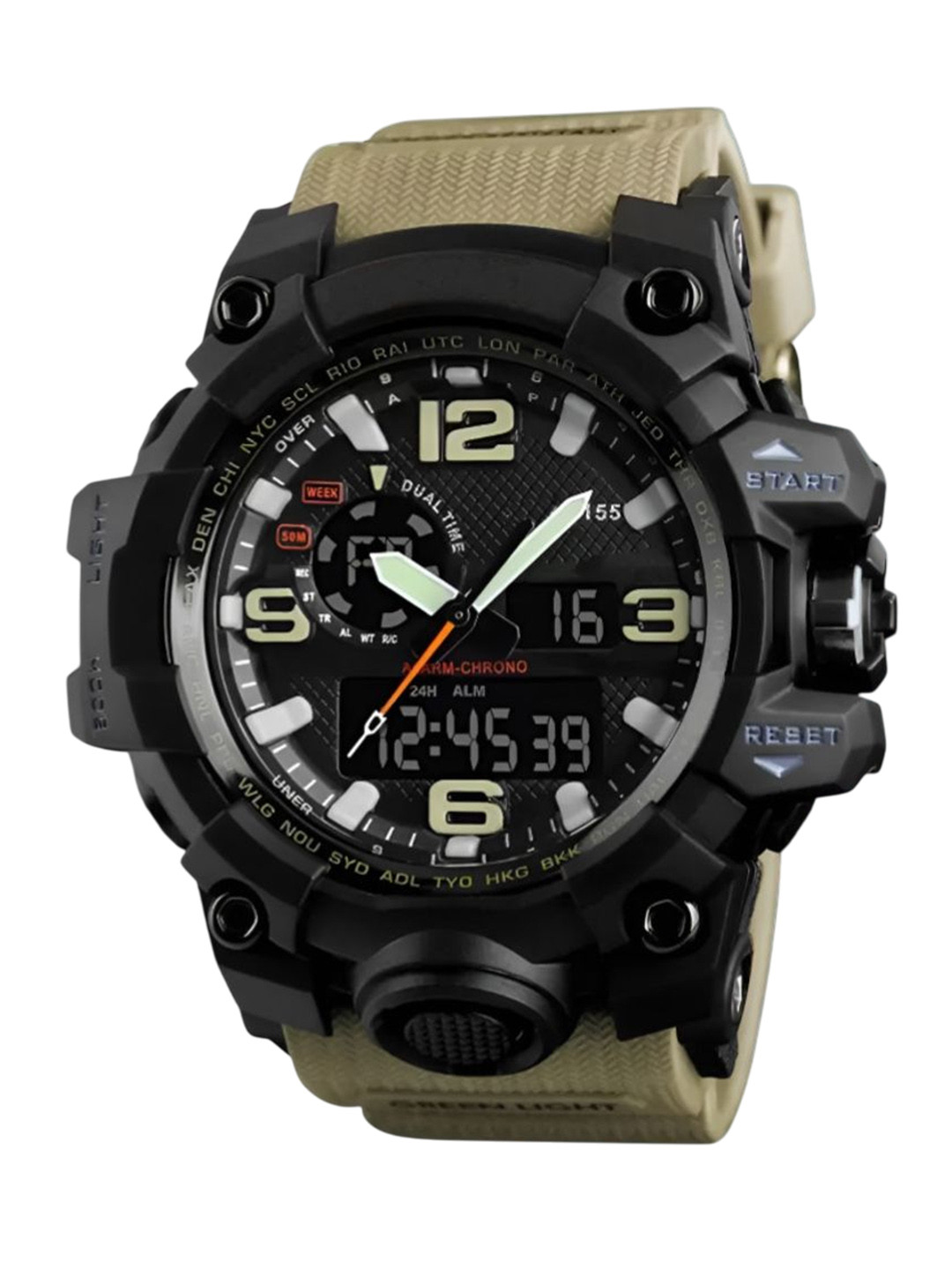 Otage Men Dial & Textured Straps Analogue and Digital Watch Otg 1155 Khaki1