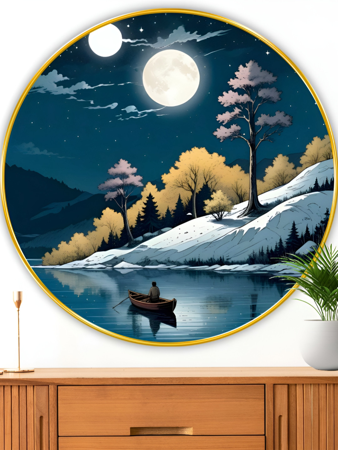 Myntra Elegant Homes Blue And White Printed Wood Wall Art