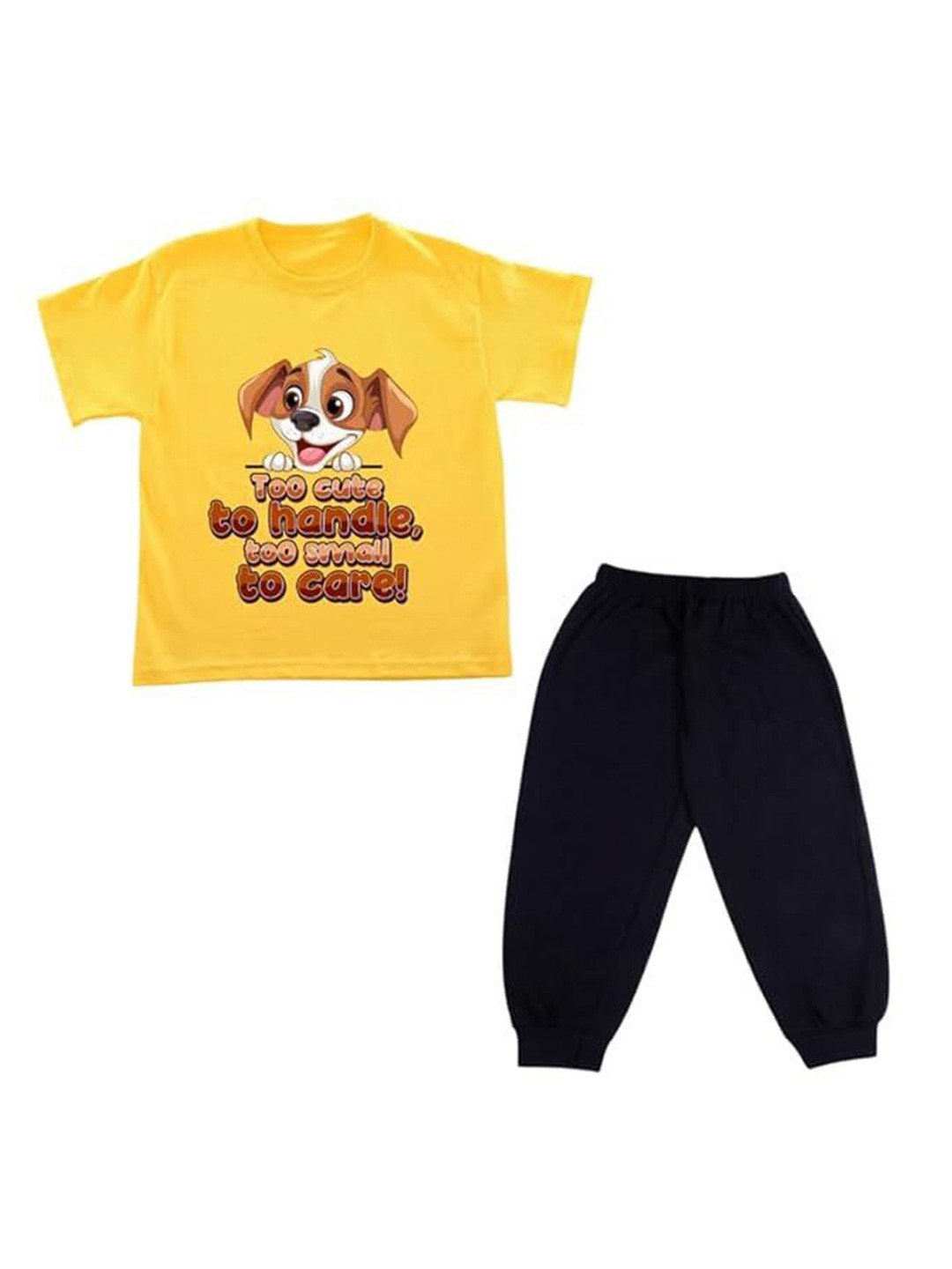 BAESD Kids Dog Printed Round Neck T-Shirt With Jogger