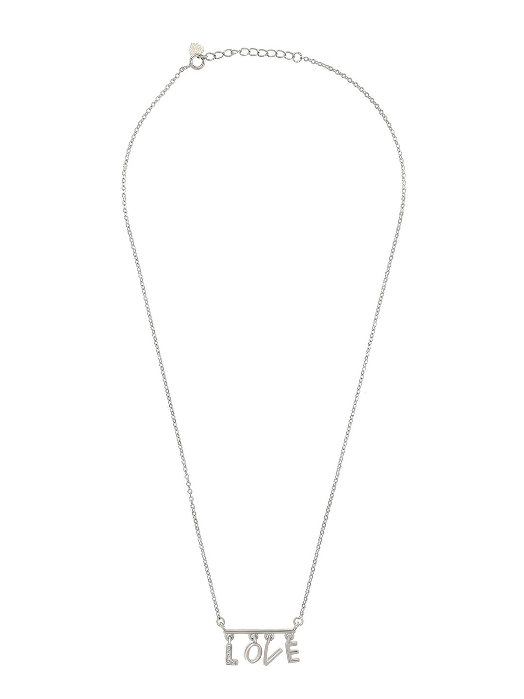 BHIMA 925 Sterling Silver Lettered Affection Silver Stone Fancy Necklace