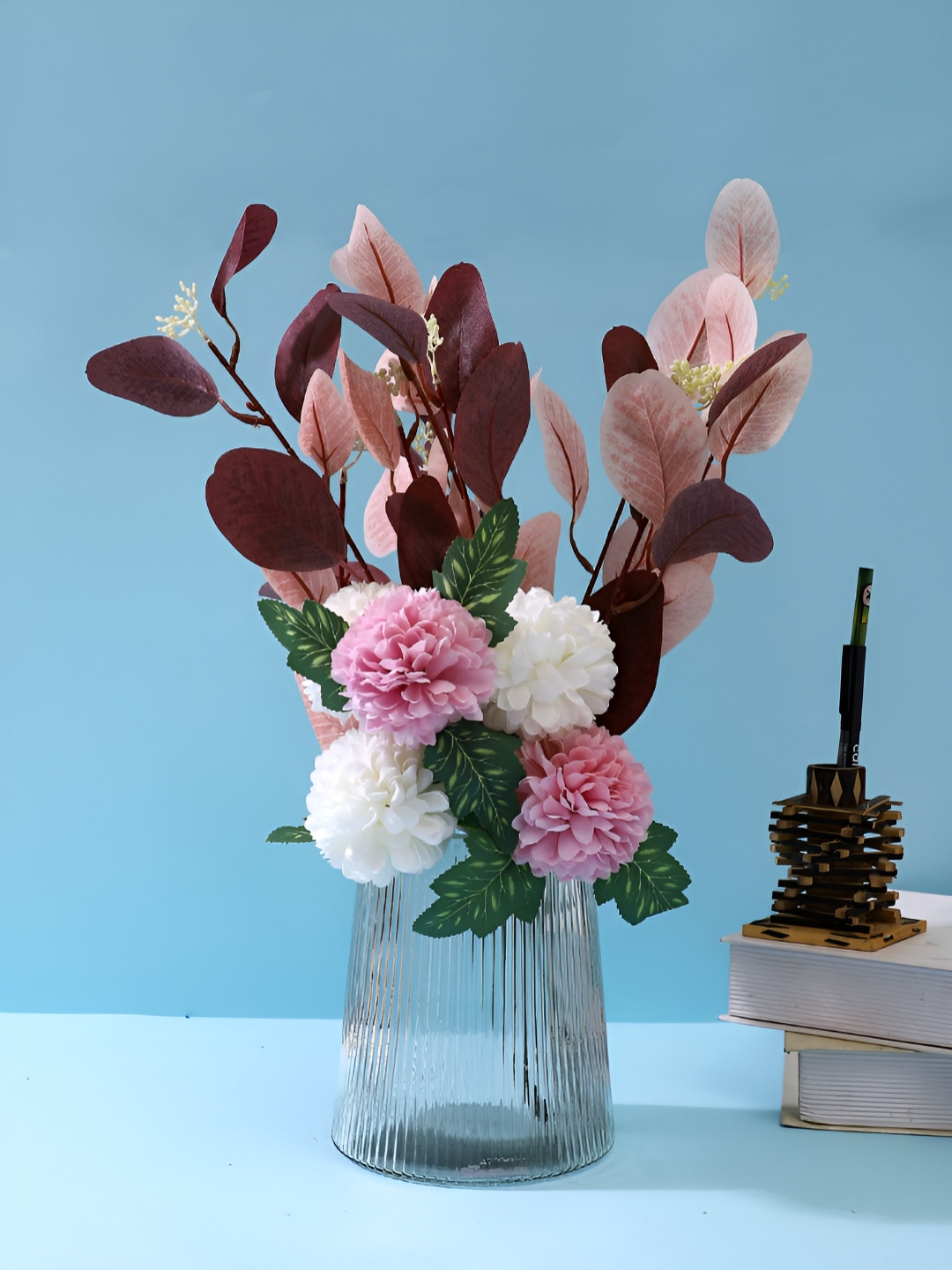 TAYHAA Pink & Green Variegated Arrowhead Vine Artificial Flower