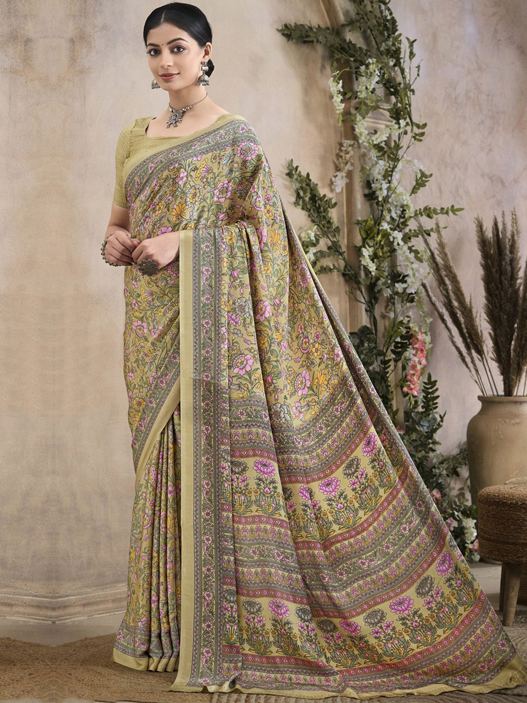 Anouk Rustic Floral Bagru Saree