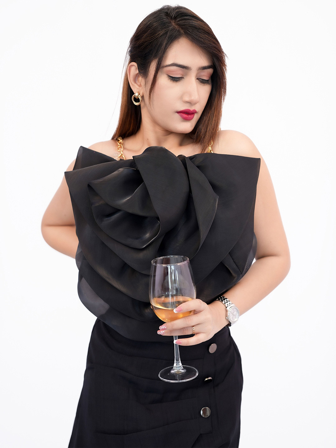 BELLO DONA CLOTHING Women Solid Off-Shoulder Top