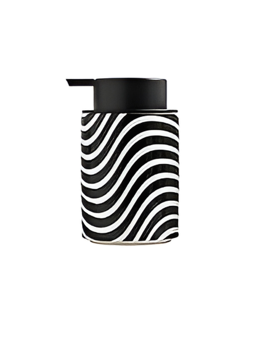FabSeasons White & Black Abstract Printed Ceramic Suction Soap Dispenser 350ml