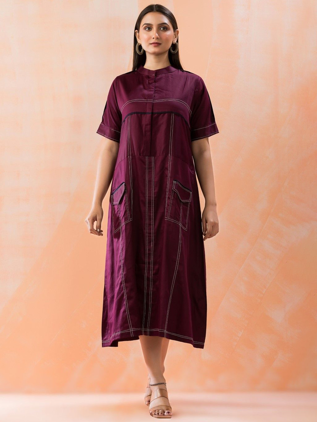 AUTUMN LANE Niharika Cotton A-Line Midi Dress