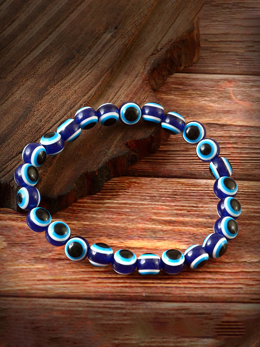 Jewar Mandi Unisex Artificial Beaded Elasticated Evil Eye Charm Bracelet