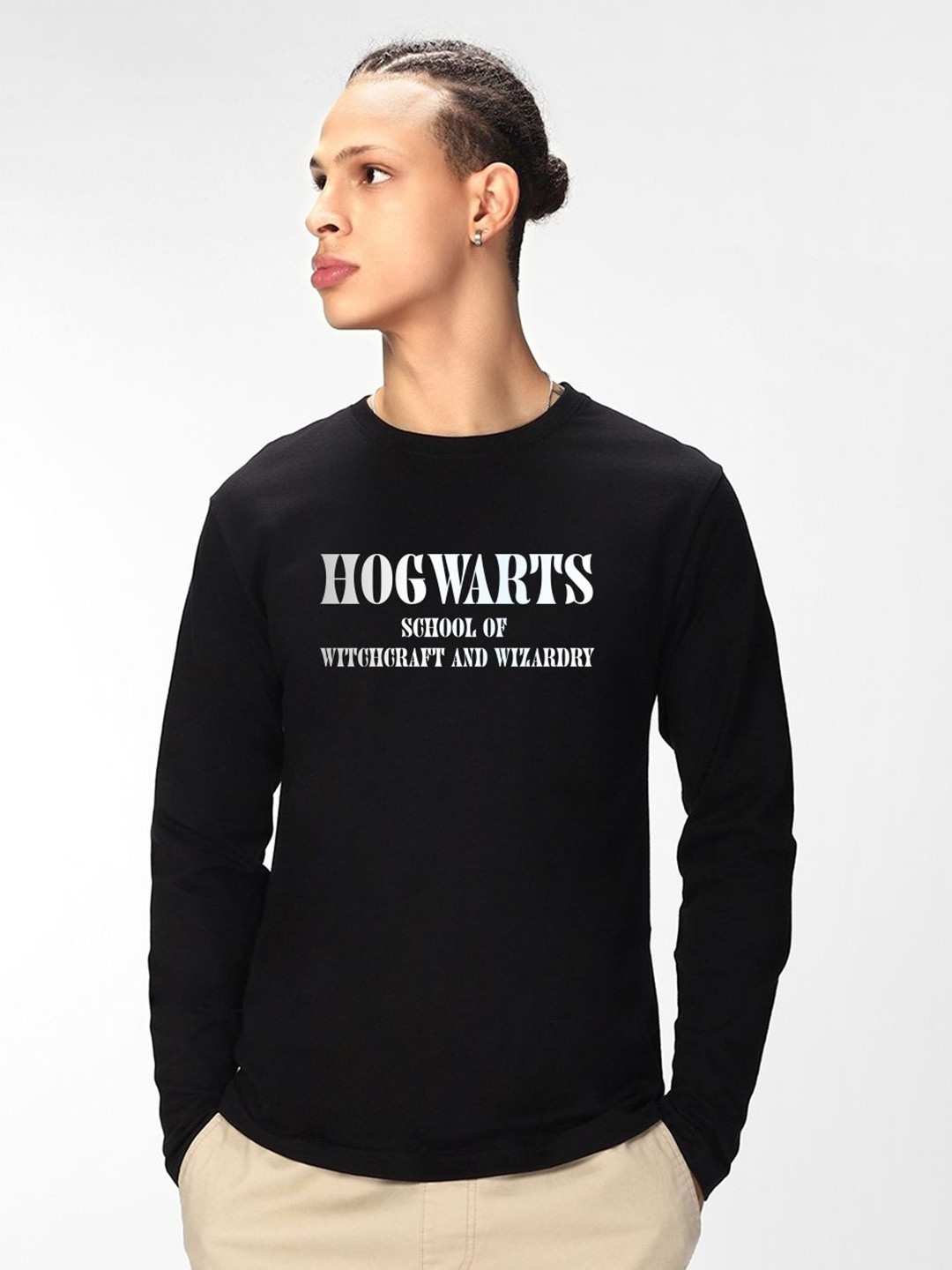 Bewakoof Official Harry Potter Merchandise Men Black Witchcraft Graphic Printed T-shirt
