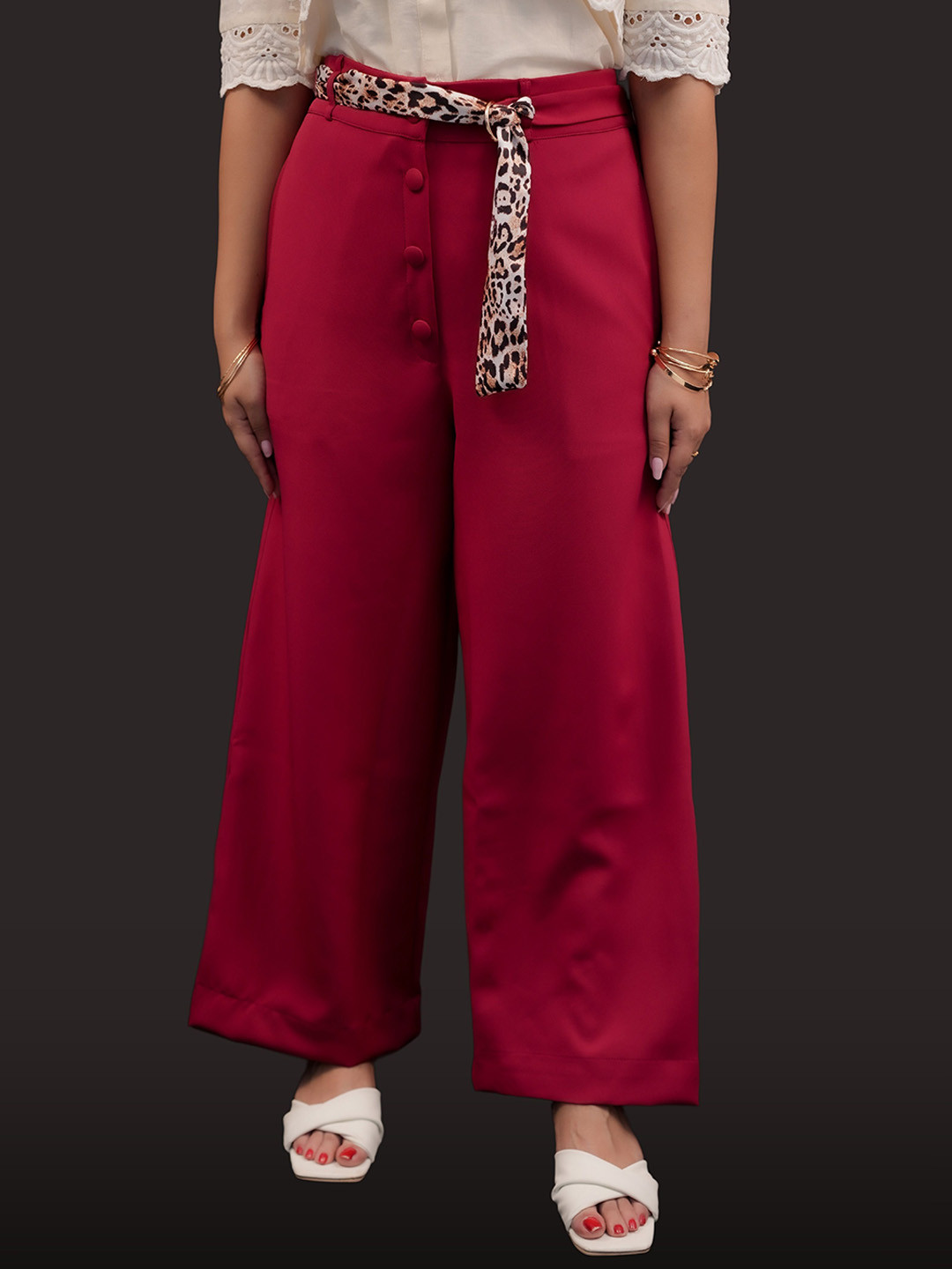 BELLO DONA CLOTHING Women Smart Loose Fit High-Rise Trousers