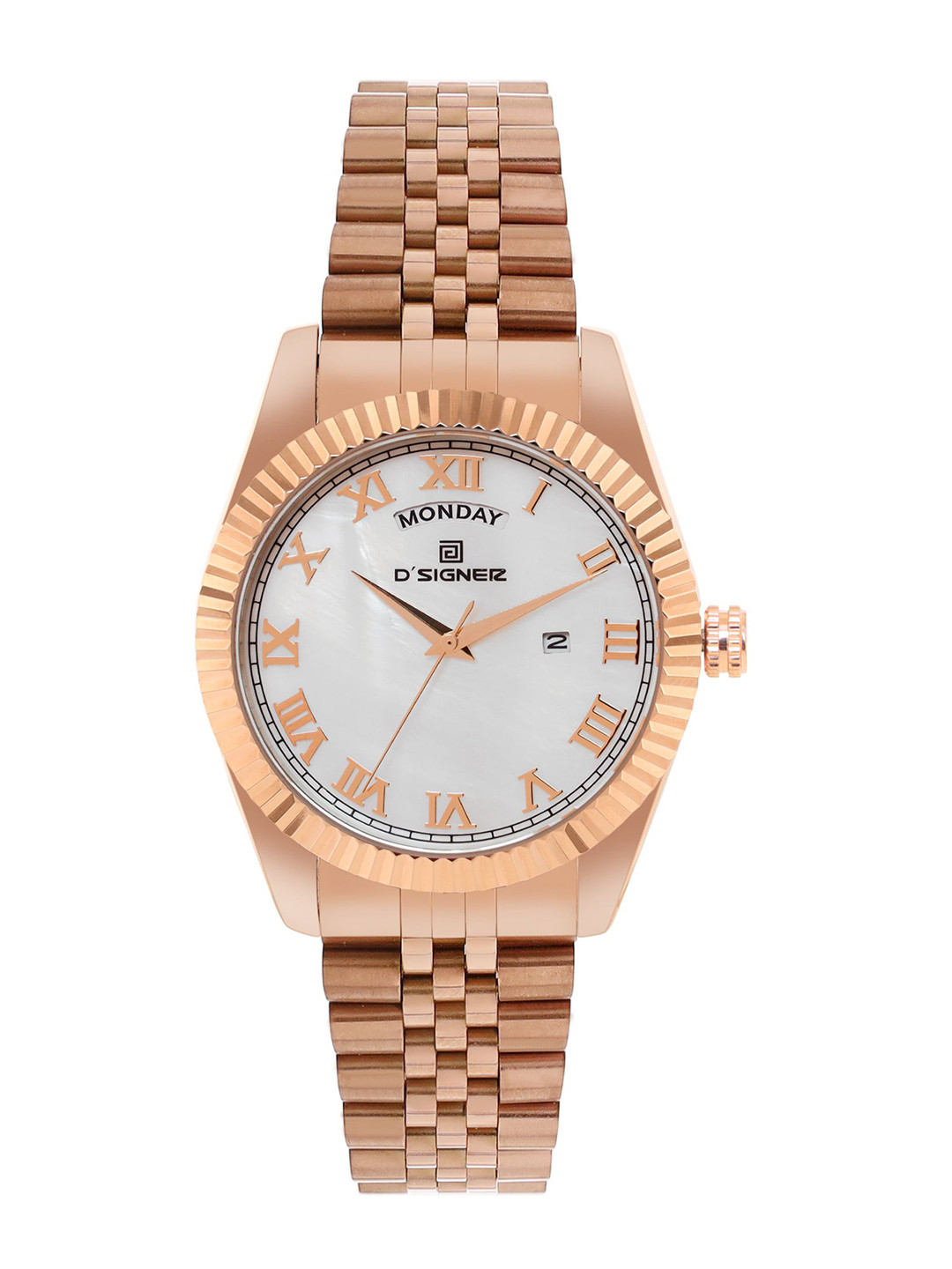 D'SIGNER Men Brass MOP Dial & Bracelet Style Straps Analogue Watch 891RGM.6G