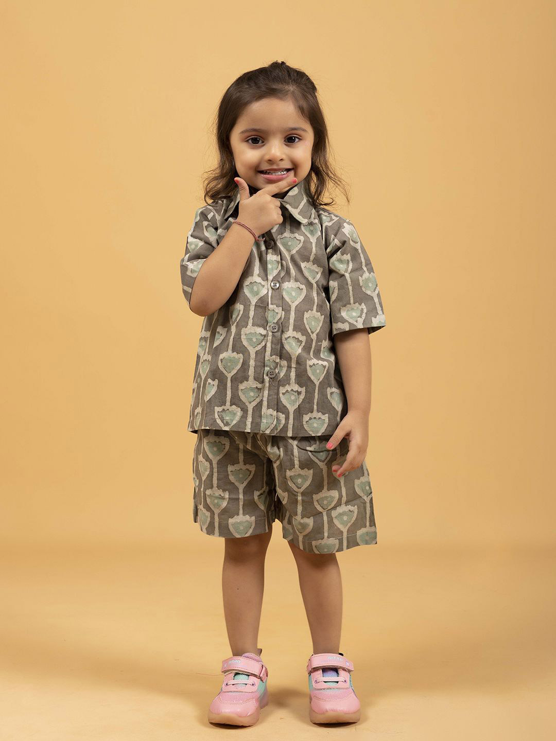 SPARSA Kids Printed Short Sleeves Pure Cotton Shirt With Shorts