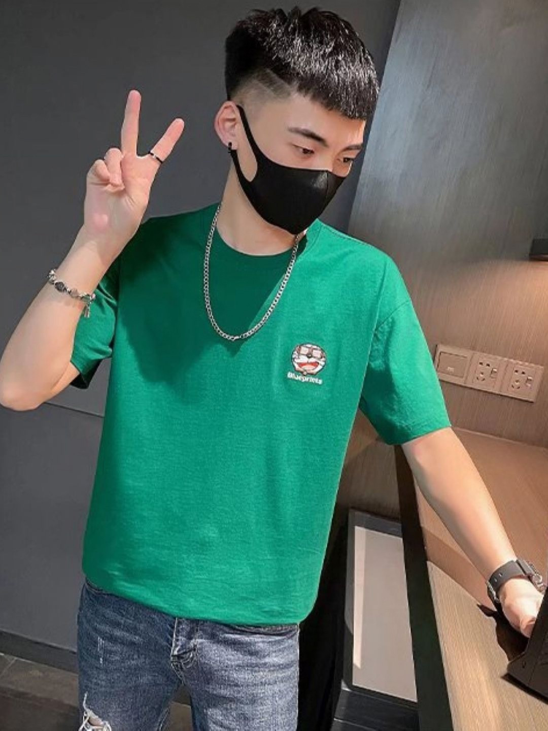 StyleCast Men Doraemon Graphic Printed Round Neck Cotton T-shirt