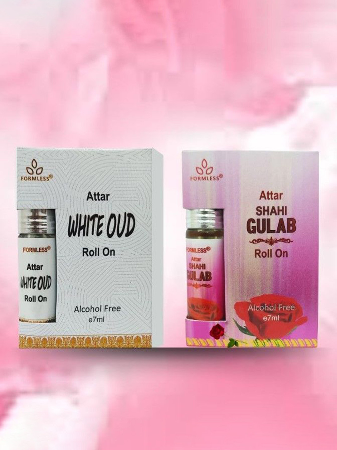 Formless Fragrance Set Of 2 Shahi Gulab And White Oud Long Lasting Alcohol Free Attar 7 ml