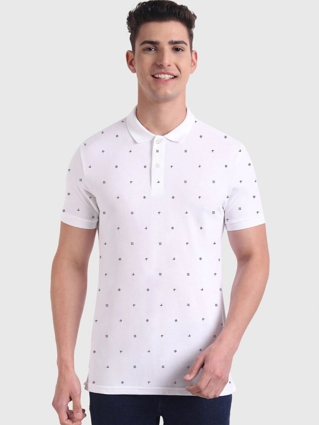 MERRIMENT Men Conversational Printed Polo Collar Cotton T-shirt