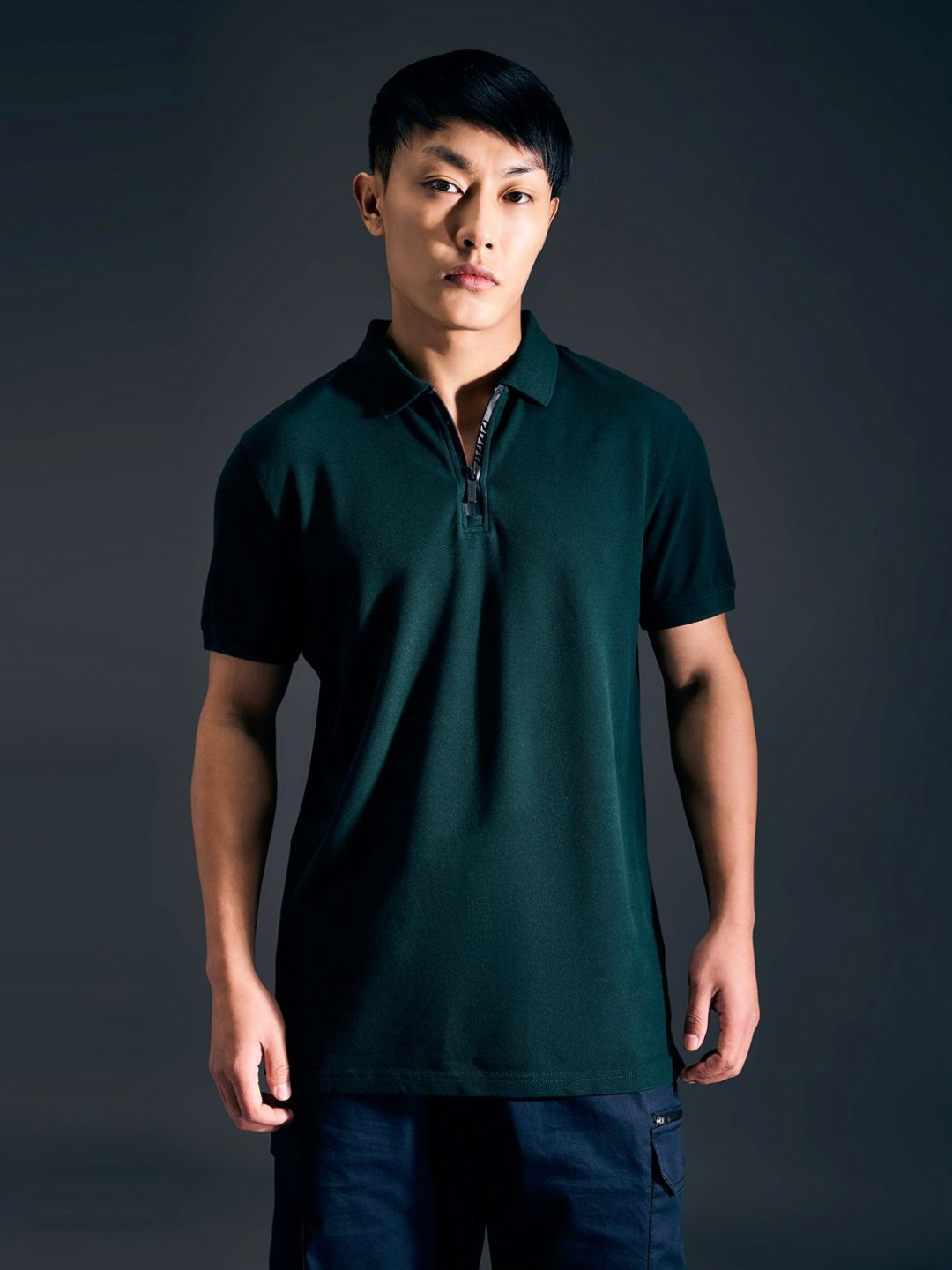 Pepe Jeans Men  Short Sleeved Zipper Stretch Polo Tshirt