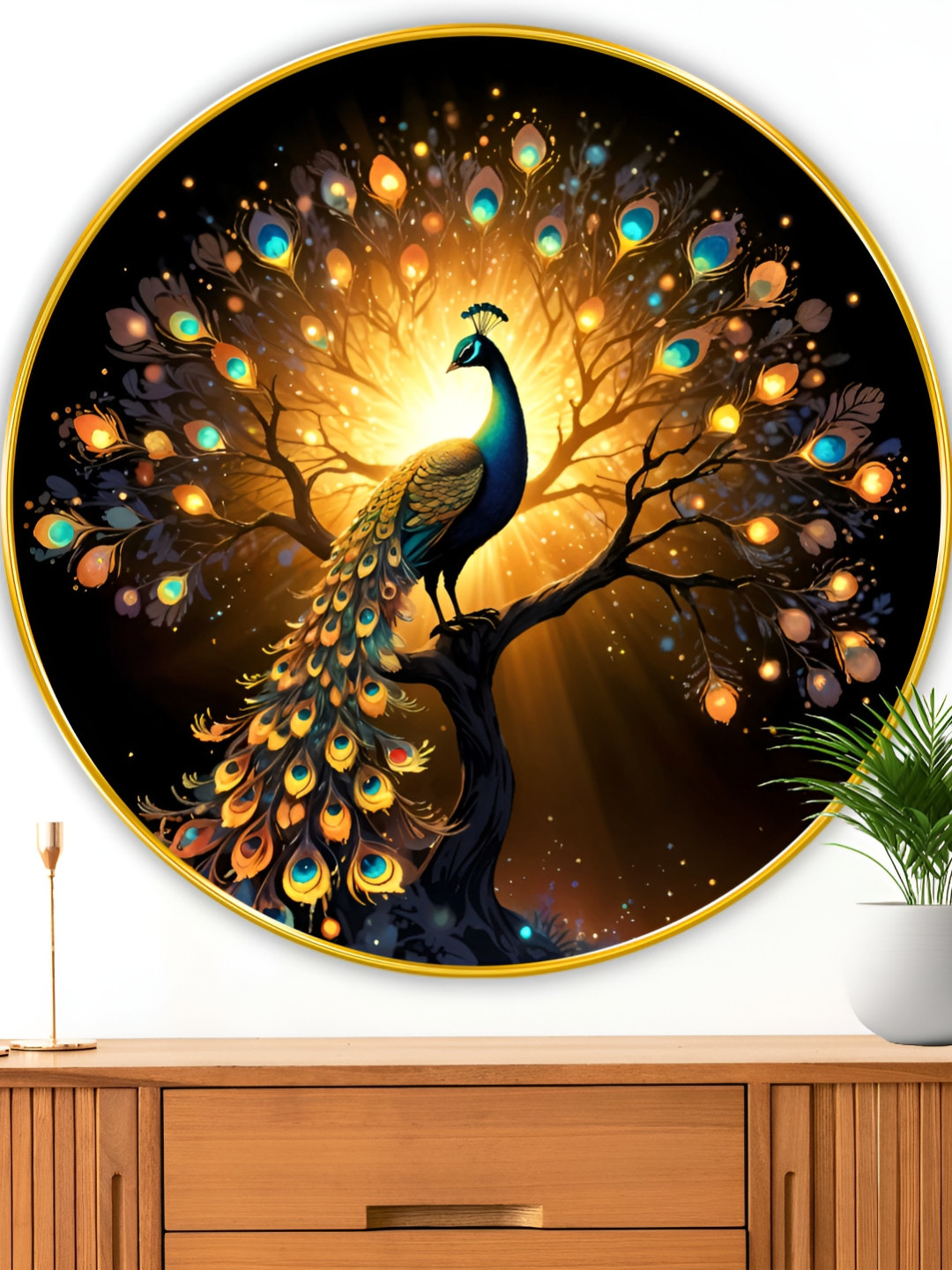 Myntra Elegant Homes Brown & Blue Peacock Birds And Animals Wooden Wall Art