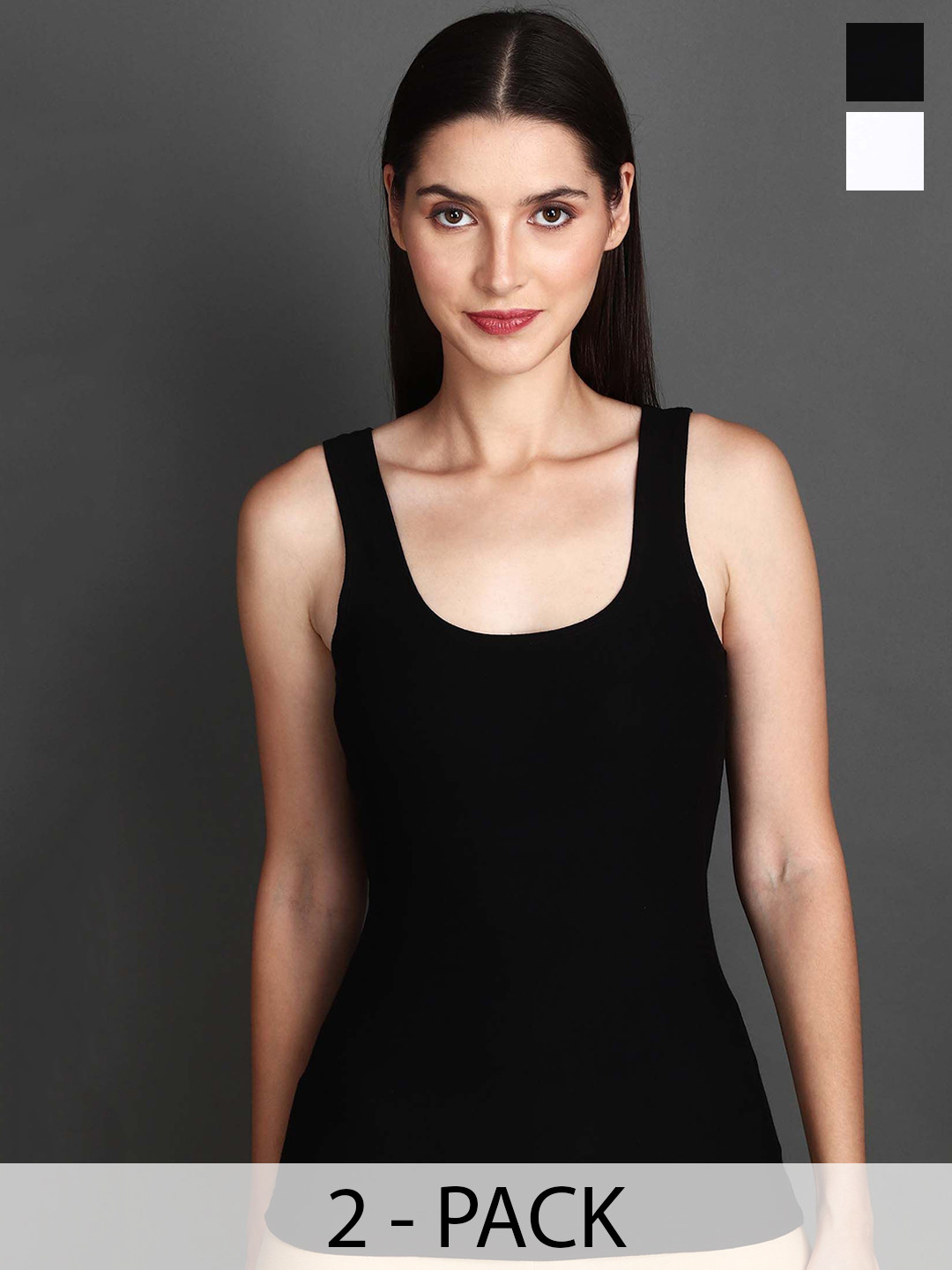 SHOPPY VILLA Women Pack Of 2 Cotton Non Padded Tank Top Camisoles