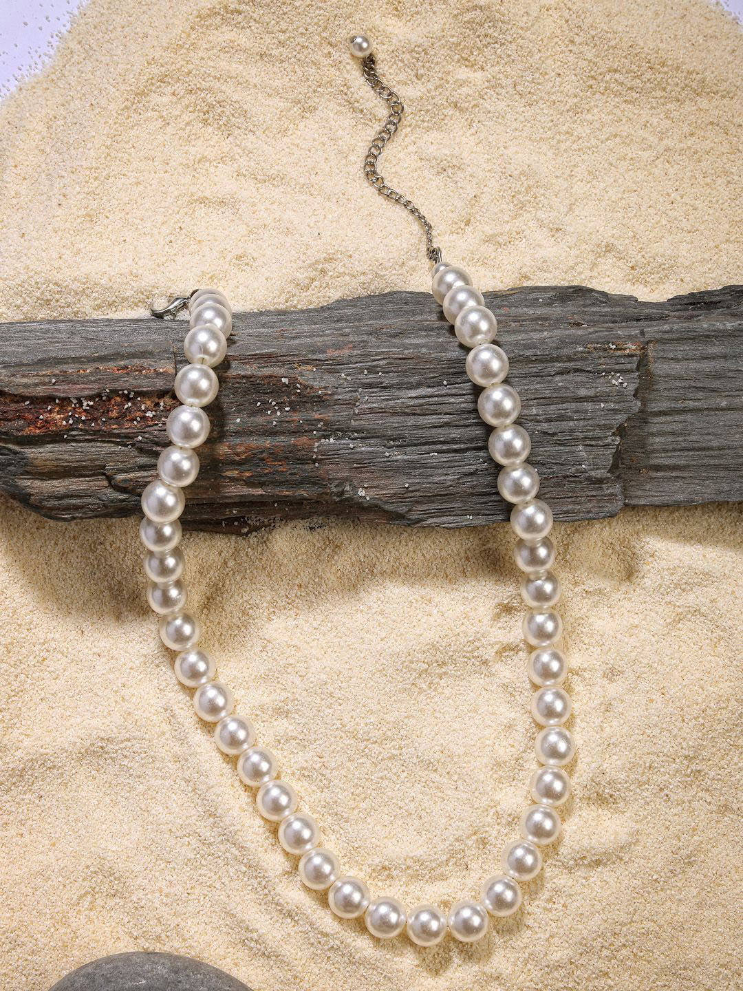 VESTIDO MODAS Silver-Plated Pearls Statement Necklace