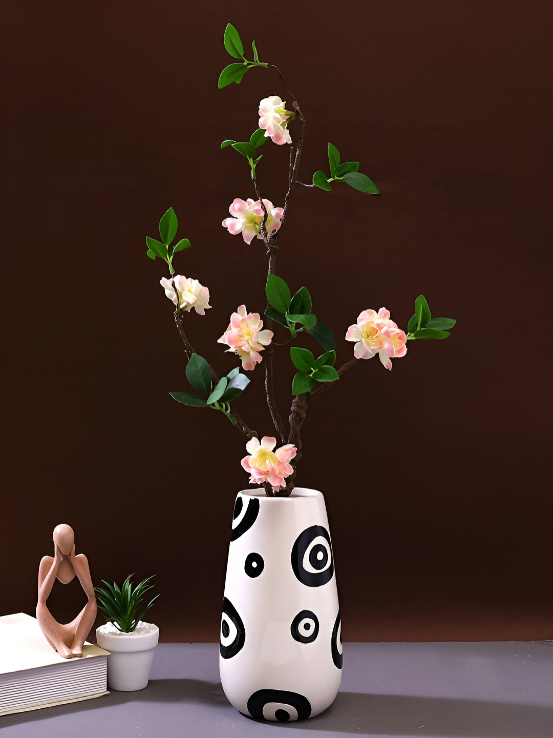 TAYHAA Pink & Green Gardenia Artificial Flower