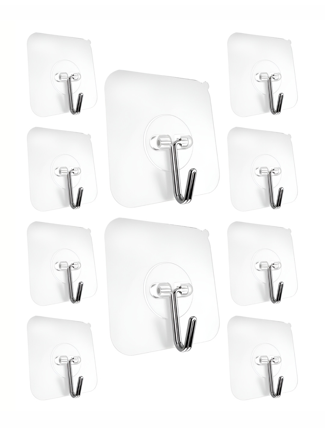 Bedspun Transparent 10 Pieces Waterproof Adhesive Sticker Wall Hooks