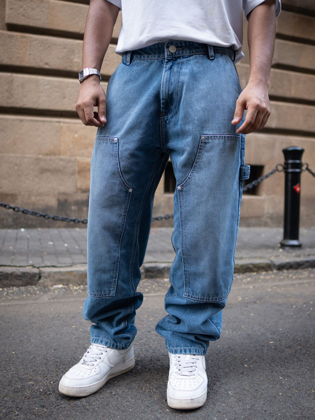 Powerlook Men Blue Baggy Fit Basic Denim Jeans