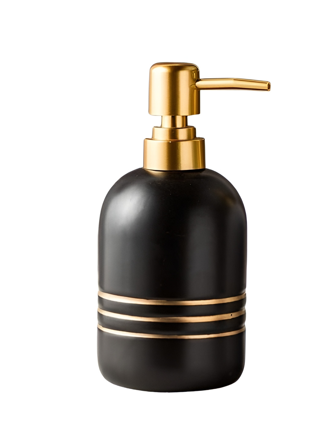 FabSeasons Black Matte Ceramic Cylindrical Shaped Suction Soap Dispenser 380ml