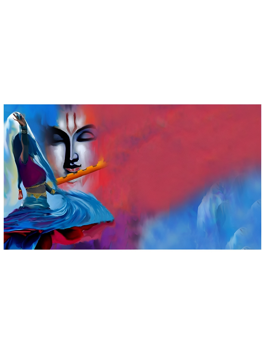 Inephos Radha Krishna Canvas Wall Rectangle Paintings Wall Art -33.46 x 21.65 In