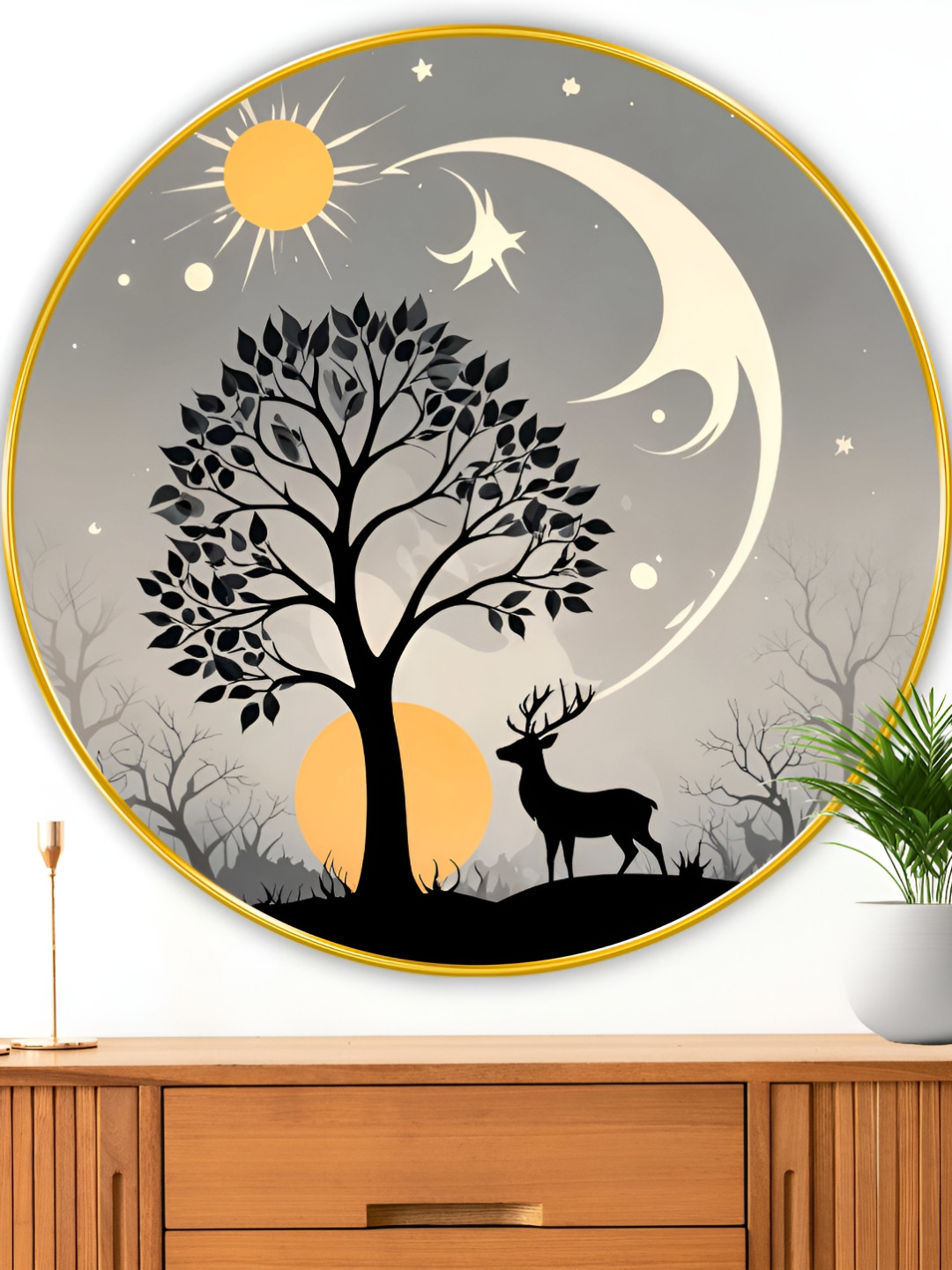 Myntra Elegant Homes Black & Grey Deer Birds And Animals Wooden Wall Art