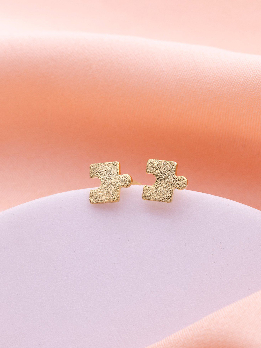 LIORA 925 Silver Jewellery Sterling Silver Gold Plated Puzzle Shaped Studs